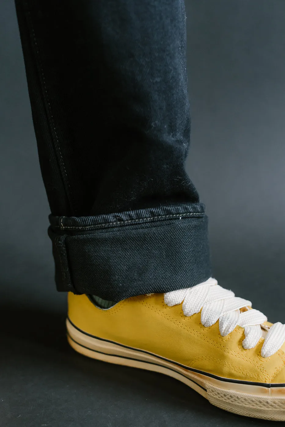 IH-888S-21OD - 21oz Selvedge Denim Medium/High Rise Tapered Cut Jeans - Indigo Overdyed Black