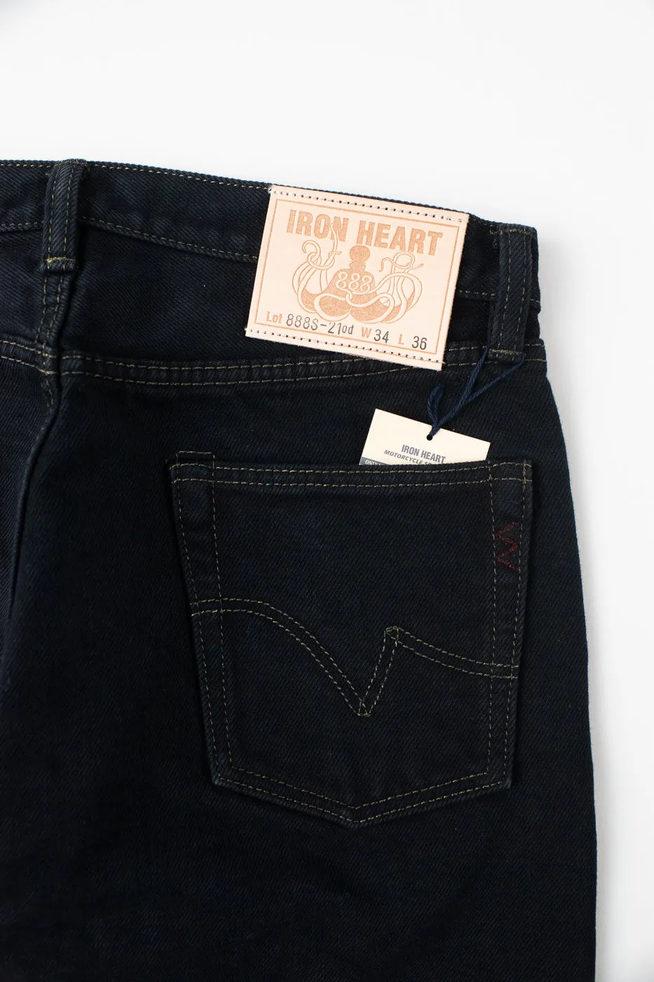 IH-888S-21OD - 21oz Selvedge Denim Medium/High Rise Tapered Cut Jeans - Indigo Overdyed Black