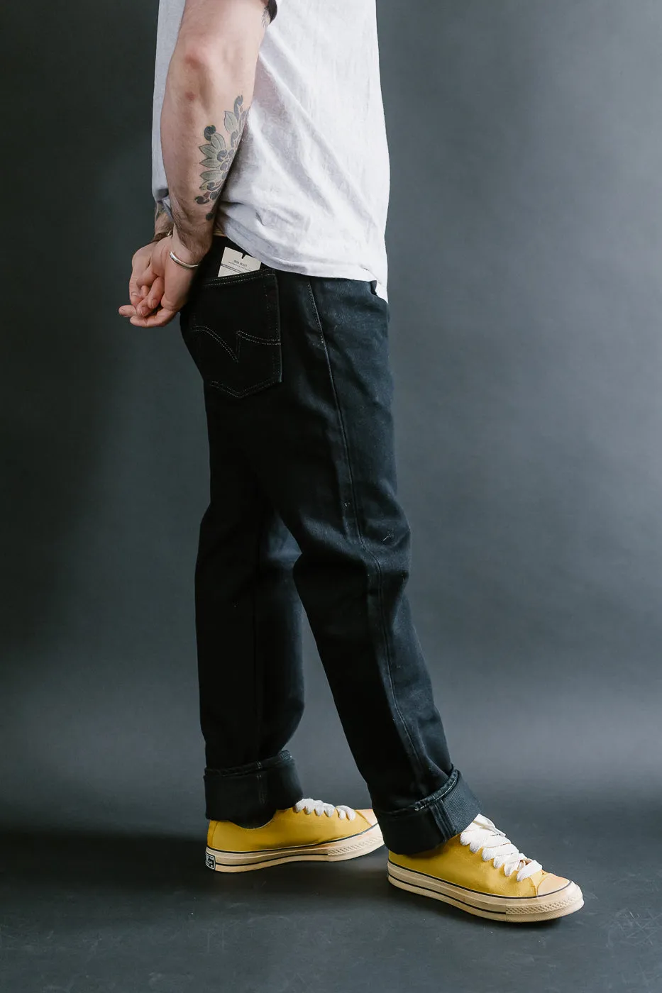 IH-888S-21OD - 21oz Selvedge Denim Medium/High Rise Tapered Cut Jeans - Indigo Overdyed Black