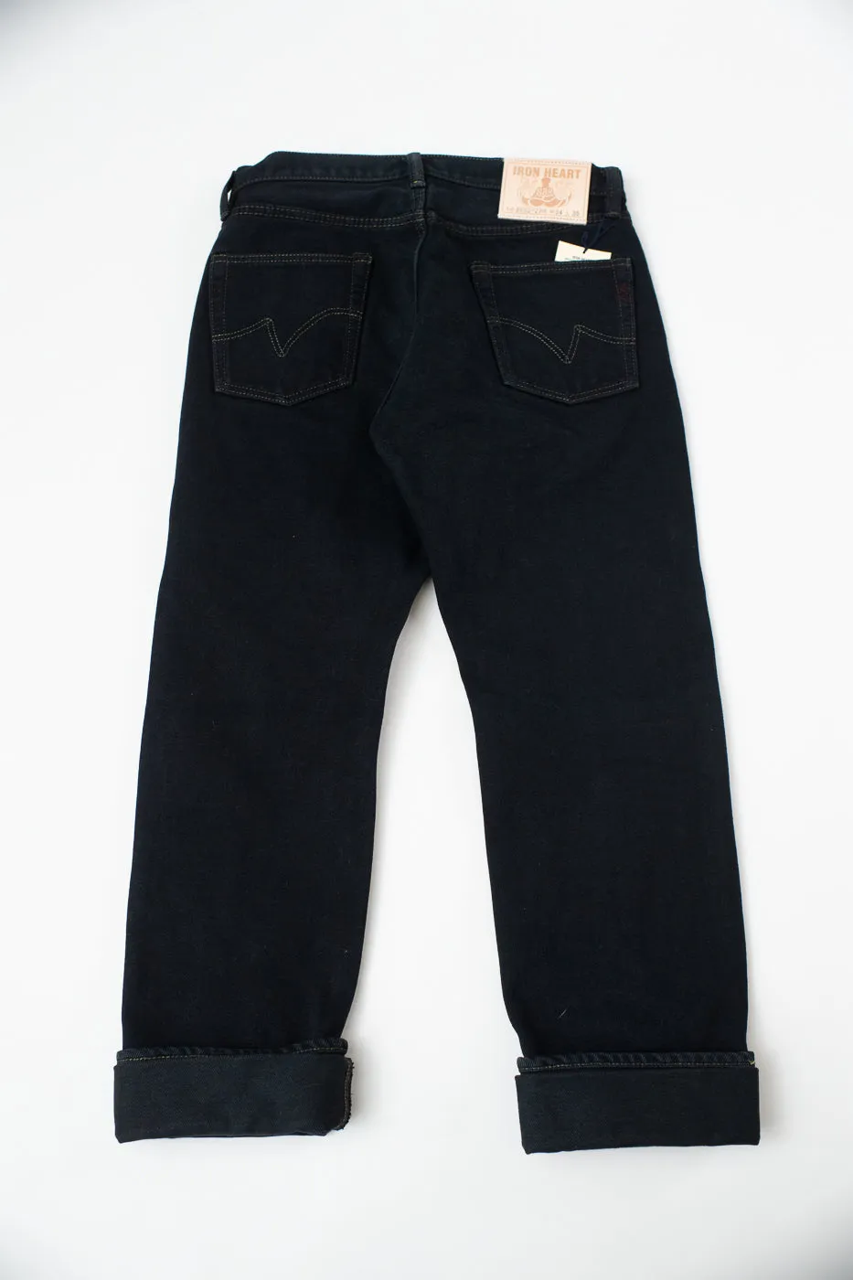 IH-888S-21OD - 21oz Selvedge Denim Medium/High Rise Tapered Cut Jeans - Indigo Overdyed Black