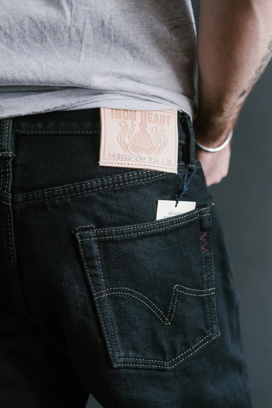 IH-888S-21OD - 21oz Selvedge Denim Medium/High Rise Tapered Cut Jeans - Indigo Overdyed Black