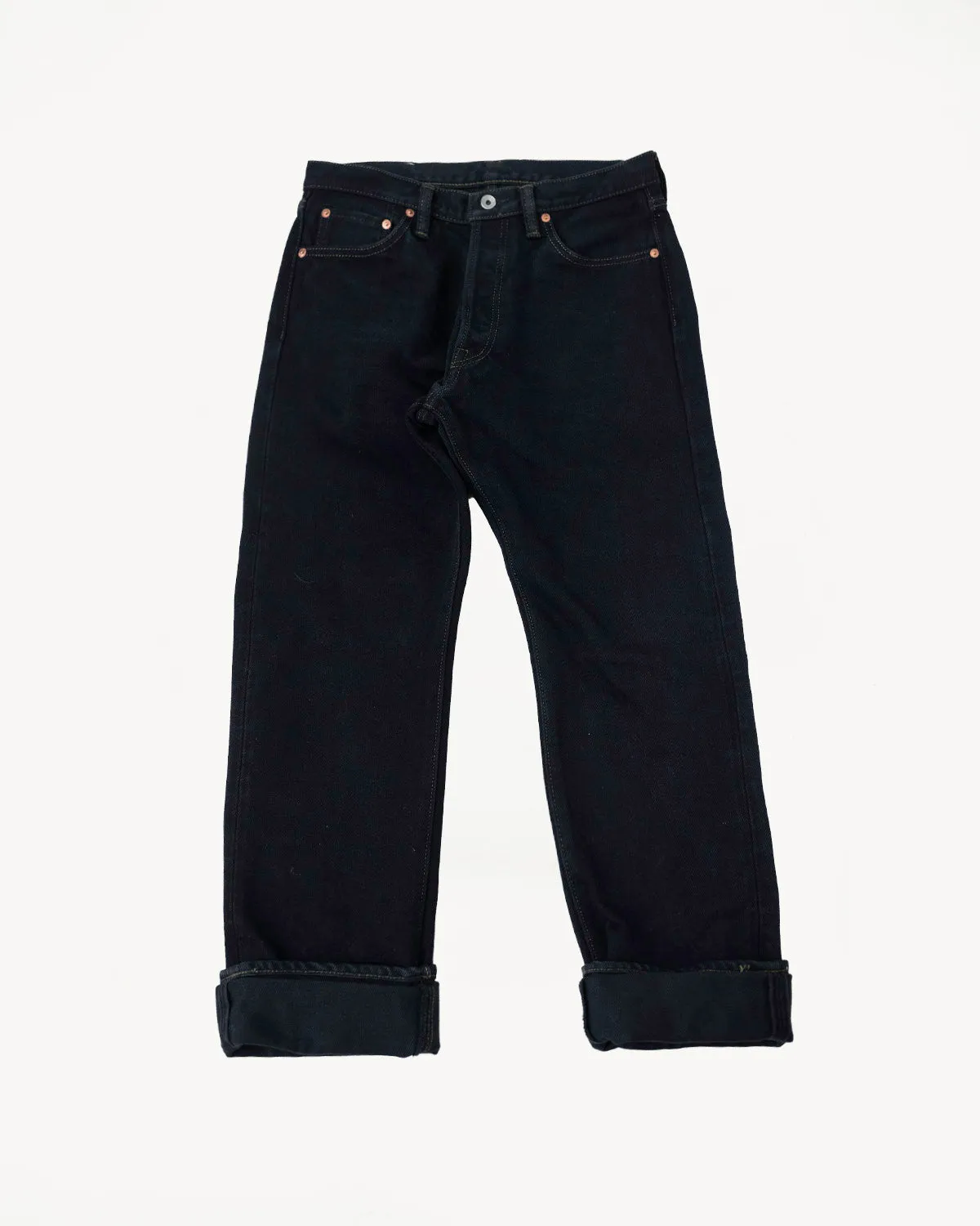 IH-888S-21OD - 21oz Selvedge Denim Medium/High Rise Tapered Cut Jeans - Indigo Overdyed Black