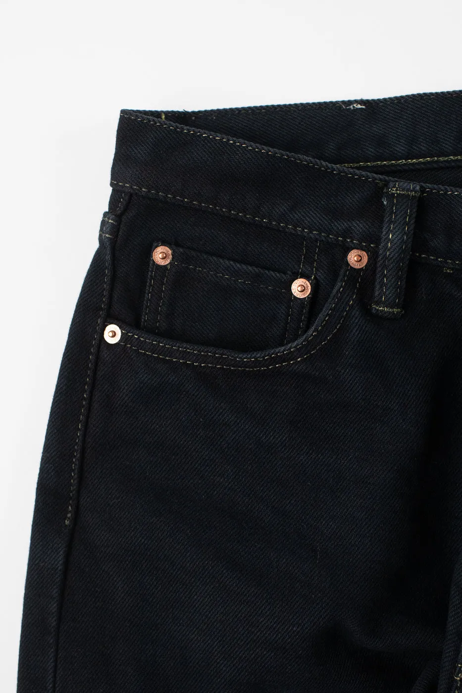IH-888S-21OD - 21oz Selvedge Denim Medium/High Rise Tapered Cut Jeans - Indigo Overdyed Black