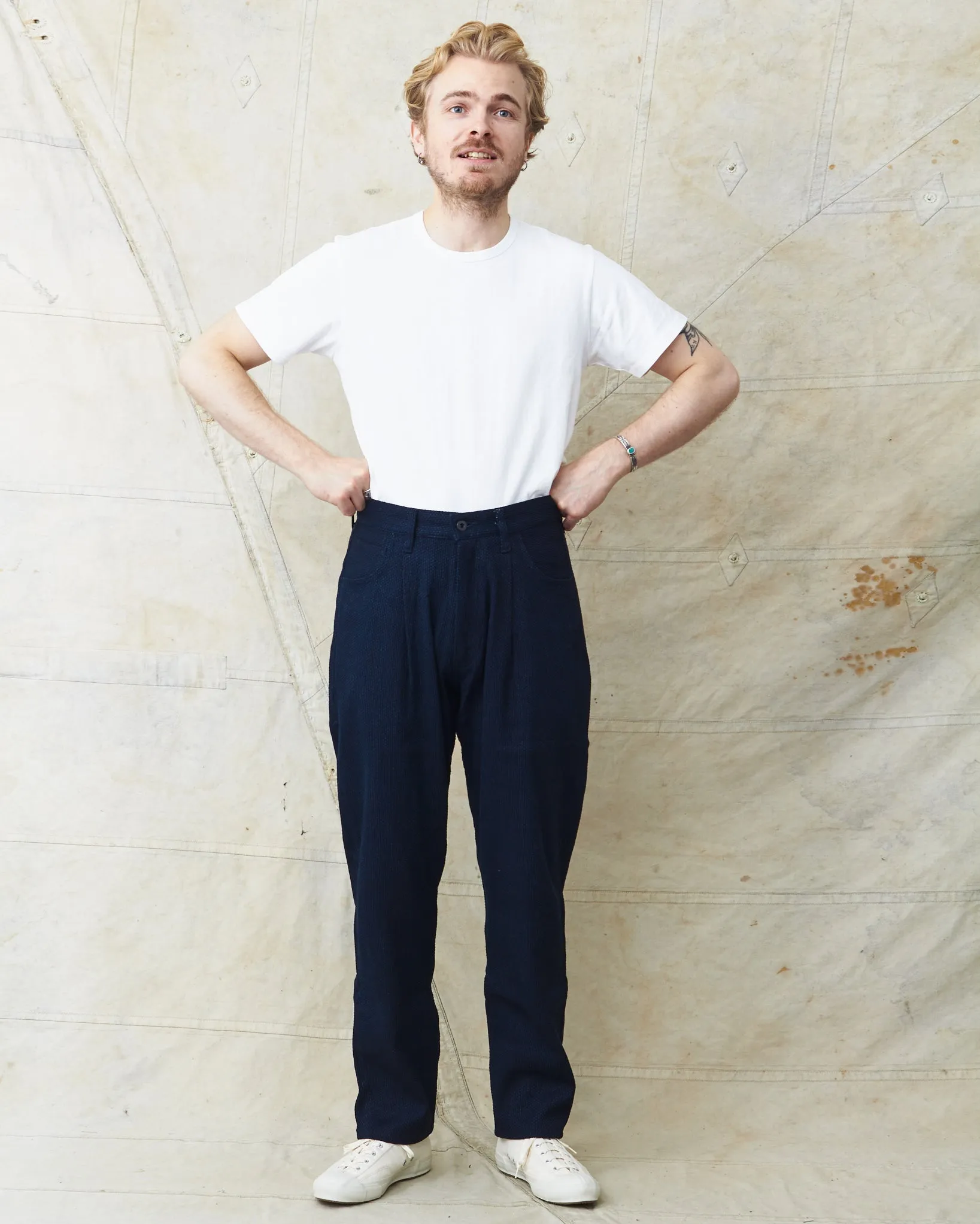 Japan Blue JBJE15003A Sashiko Wide Tapered Pants