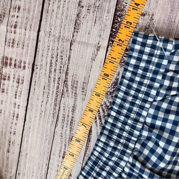 Johnny Was Calme Blue White Gingham Plaid Shorts