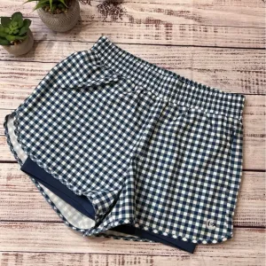 Johnny Was Calme Blue White Gingham Plaid Shorts
