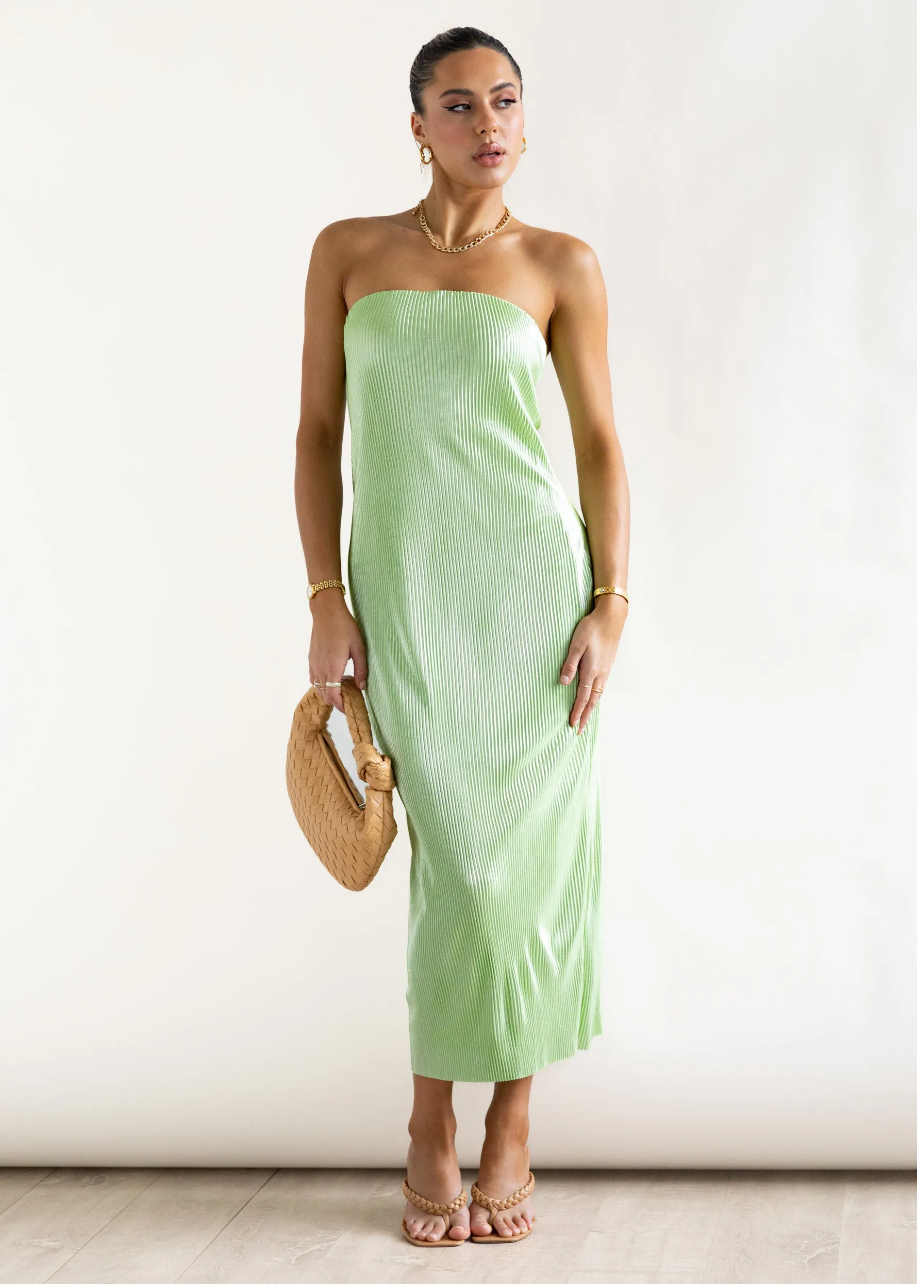 Joydie Strapless Midi Dress - Lime