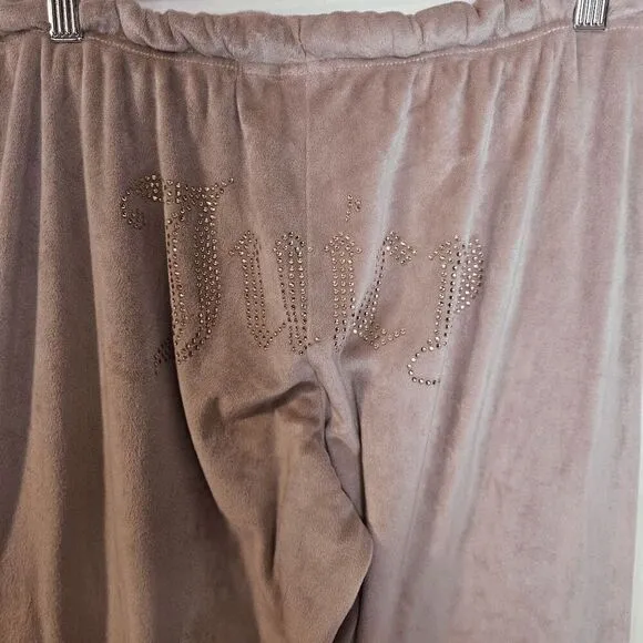 Juicy Couture Long Sleeve Top and Drawstring Pants Velvet Fleece Pajama Set Pink
