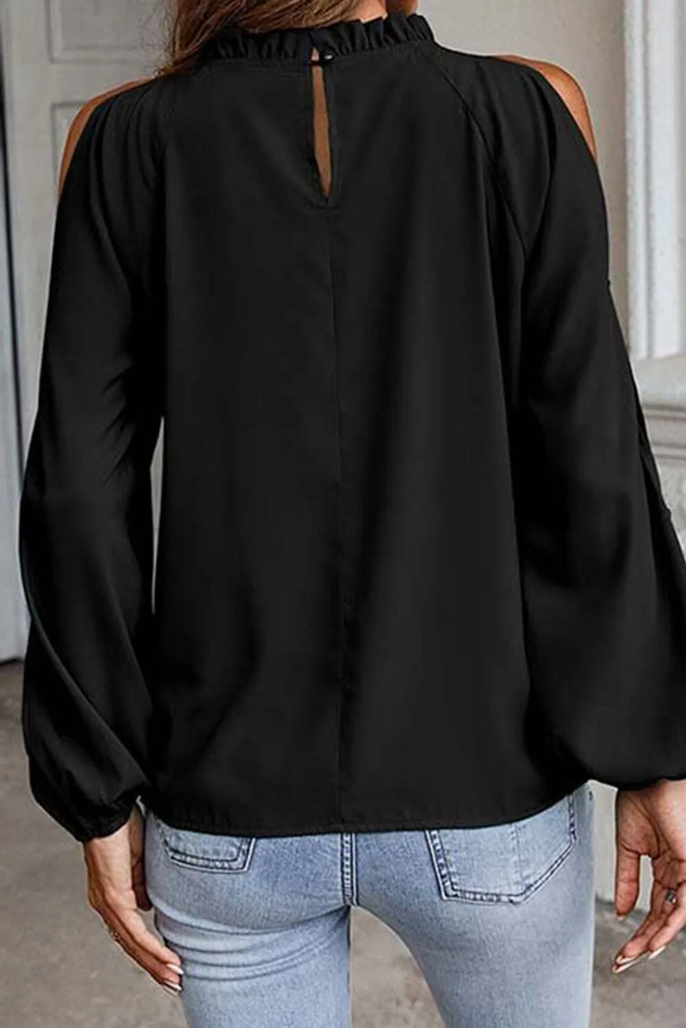 KaleaBoutique Cold Shoulder Bishop Sleeve Blouse