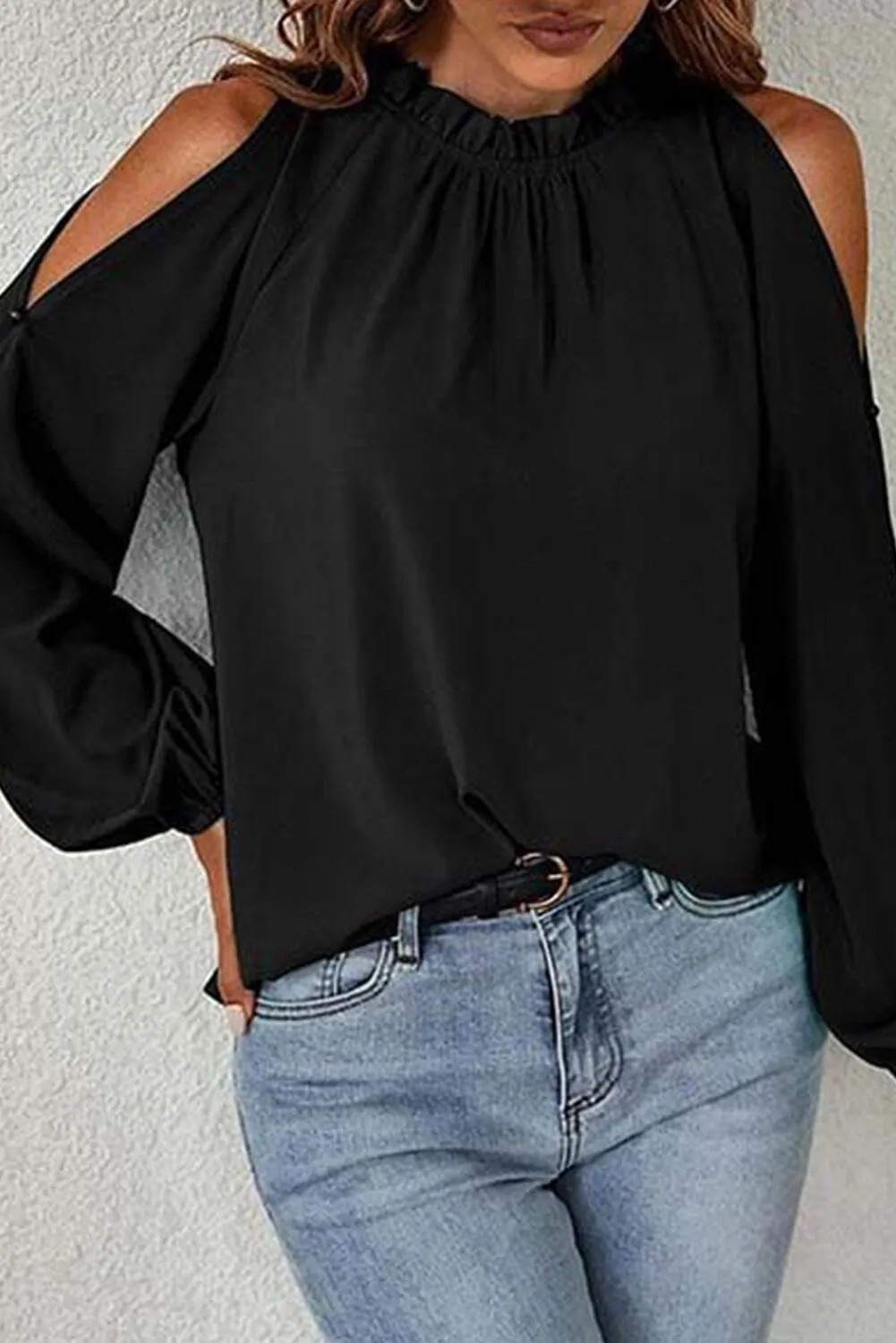 KaleaBoutique Cold Shoulder Bishop Sleeve Blouse