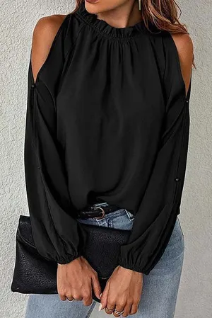 KaleaBoutique Cold Shoulder Bishop Sleeve Blouse