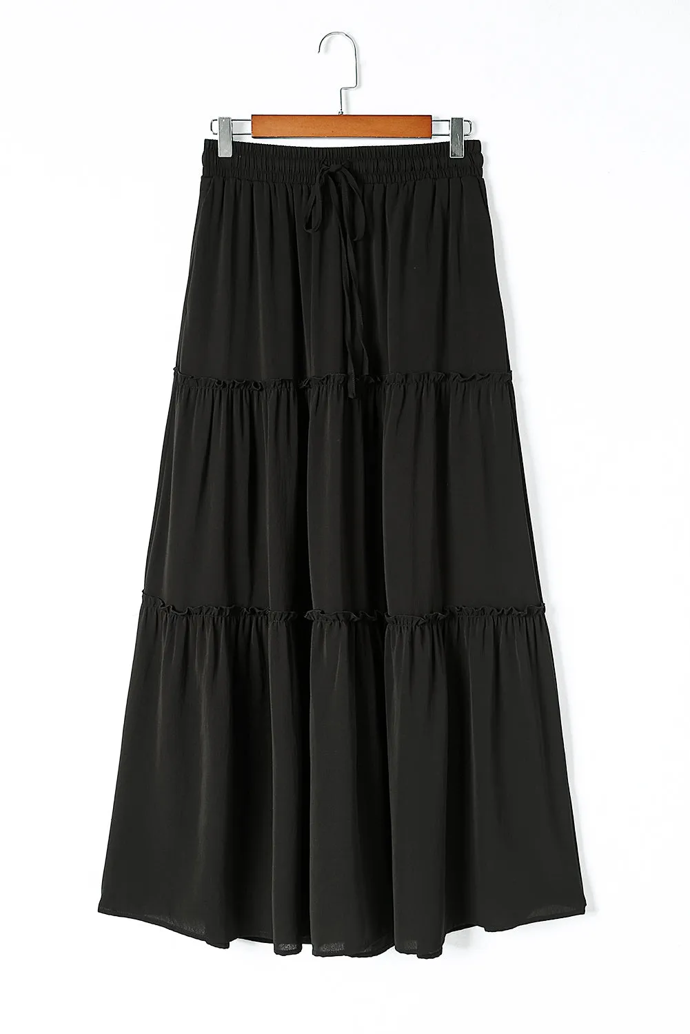KaleaBoutique Frill Tiered Drawstring Waist Maxi Skirt