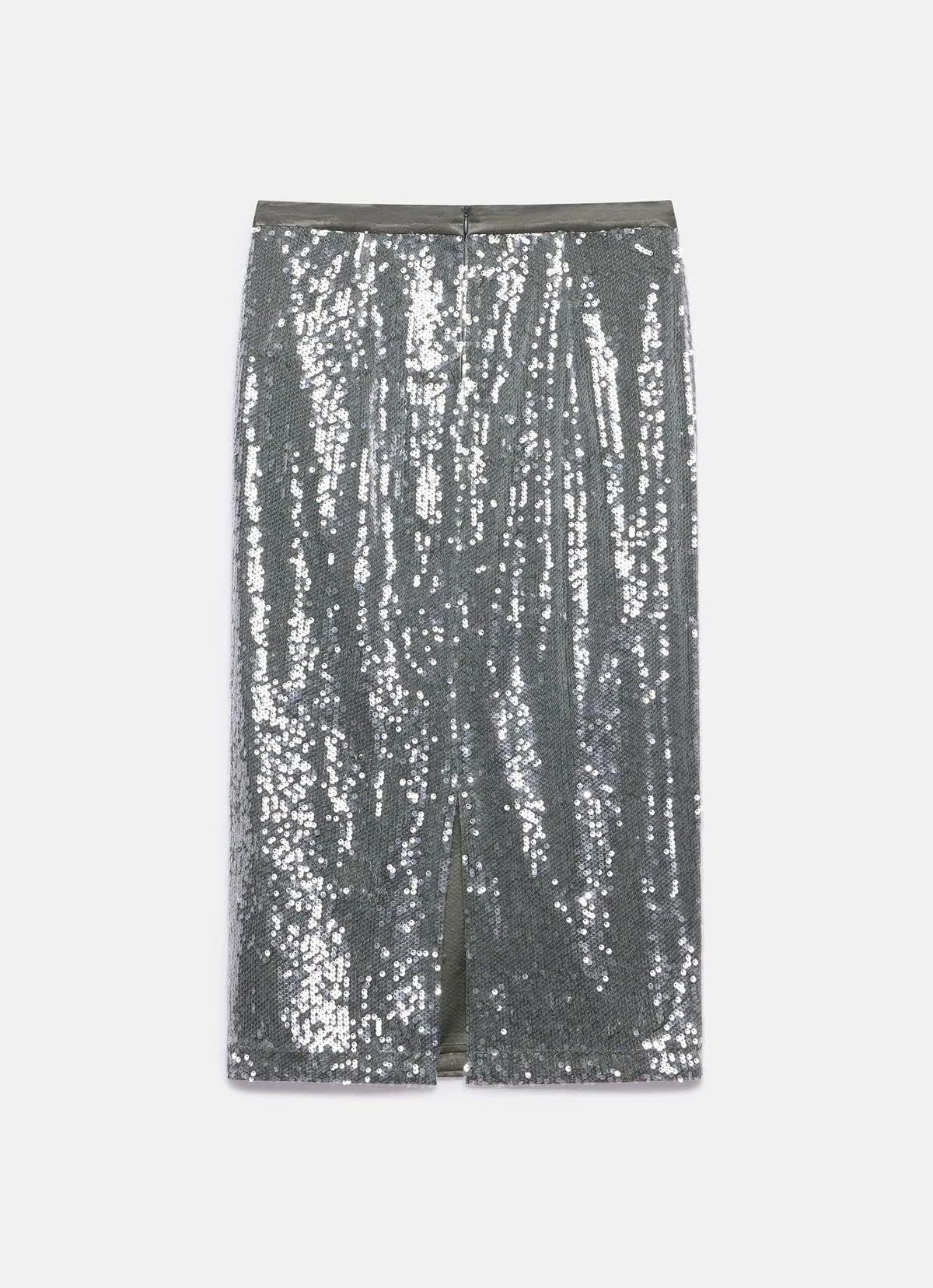 Khaki Sequin Midi Skirt