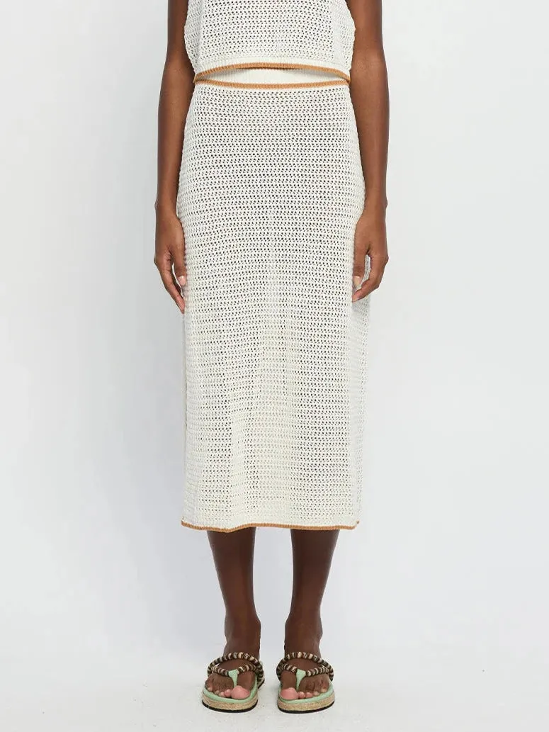Kivari Vivi Knit Midi Skirt White