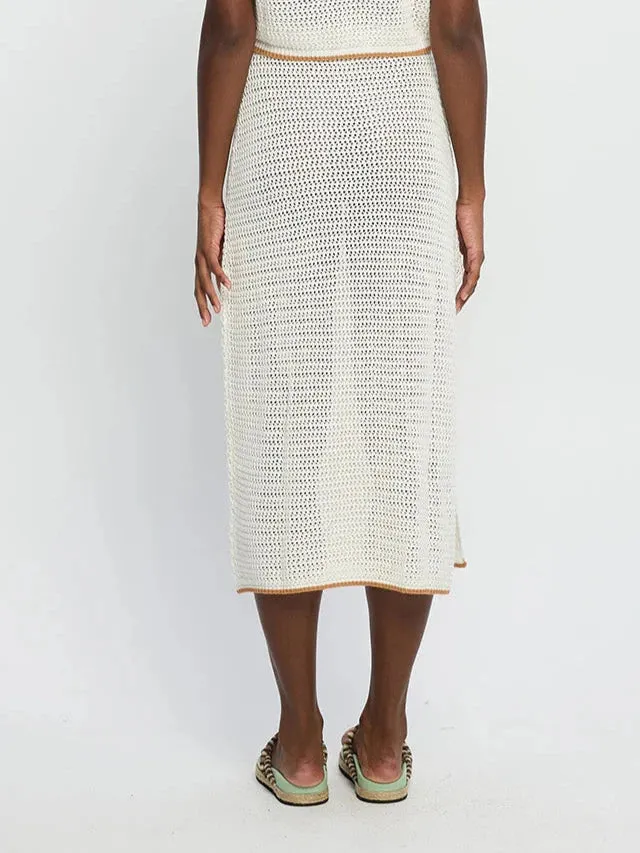Kivari Vivi Knit Midi Skirt White