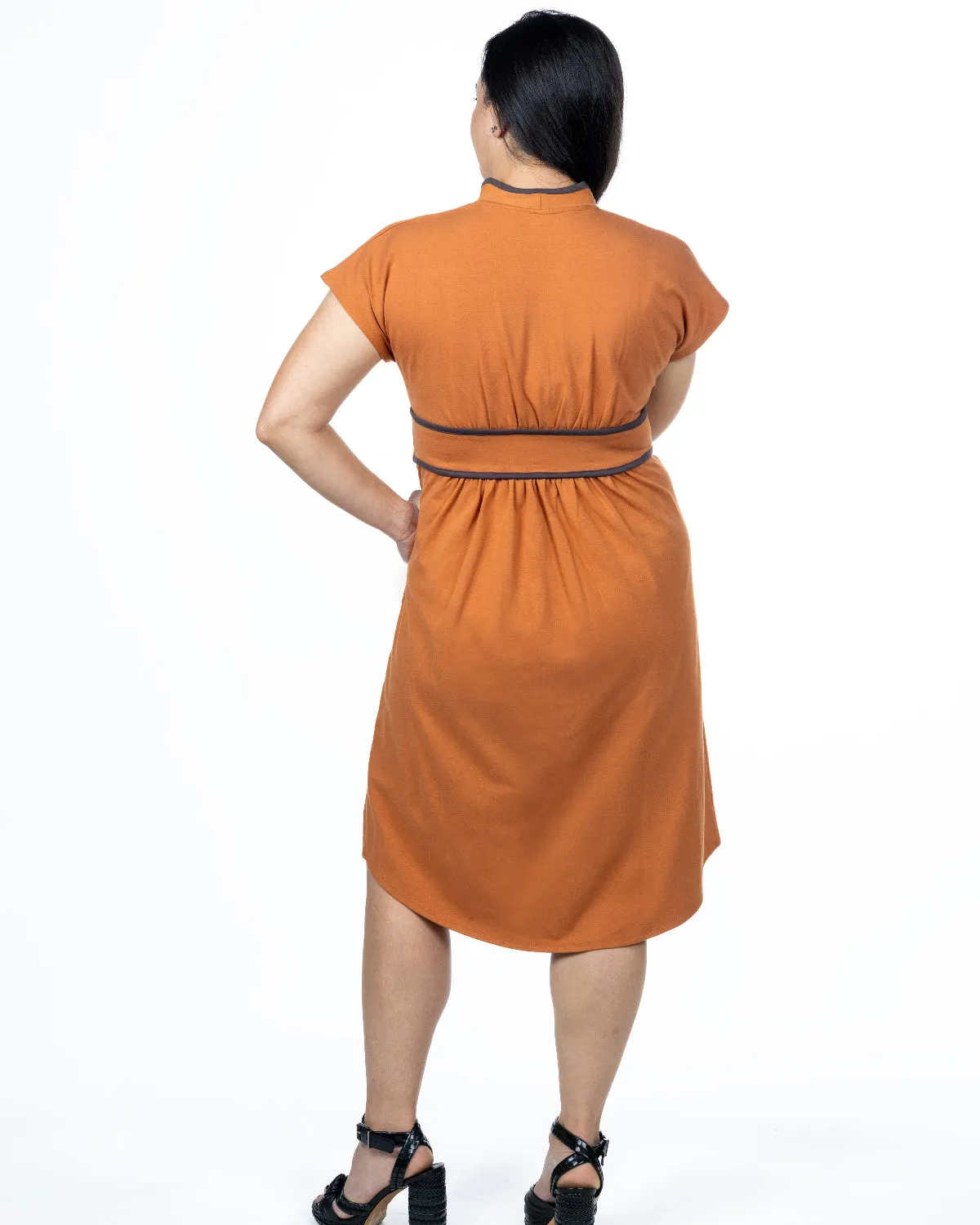 Kristin Midi Sash Dress in Cinnamon