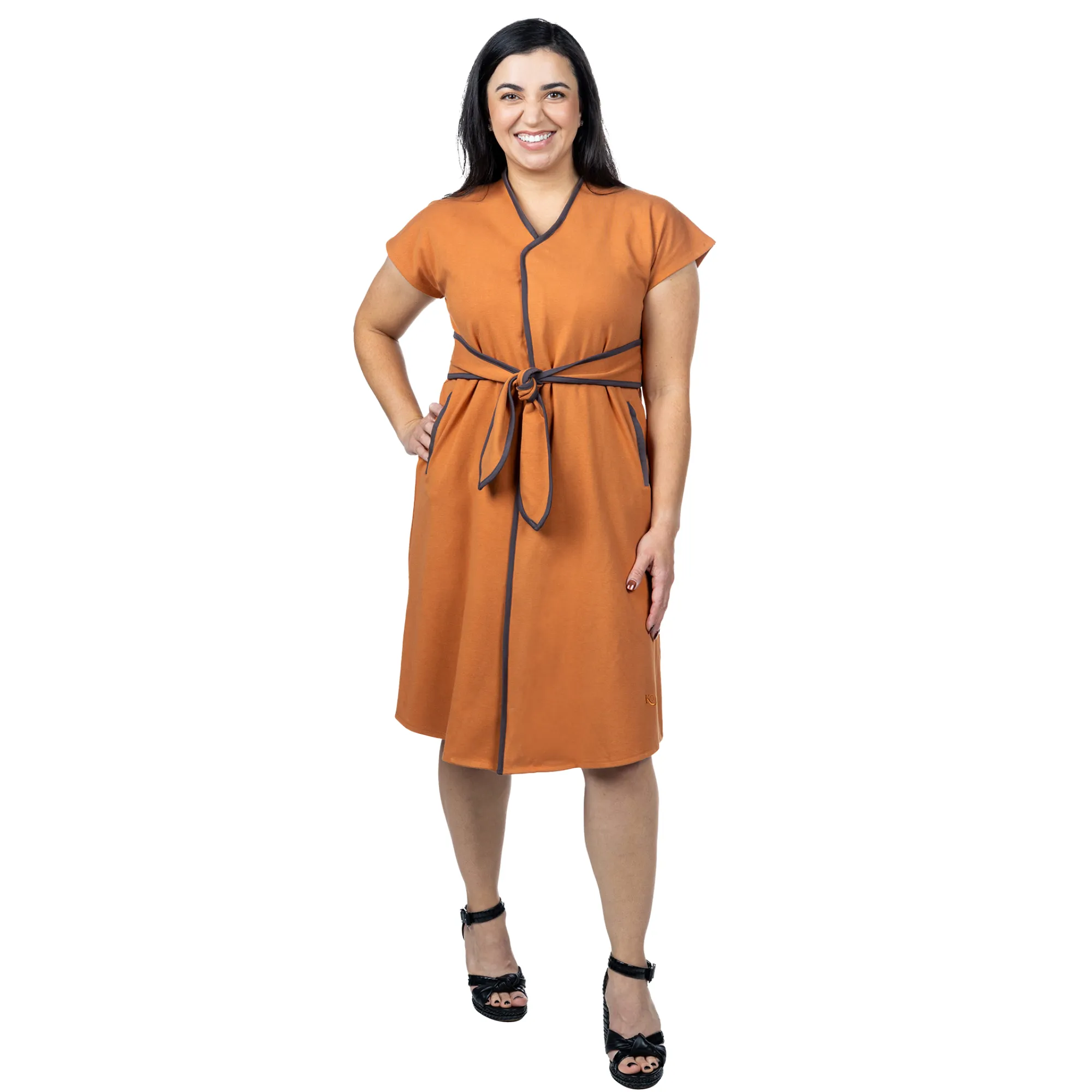 Kristin Midi Sash Dress in Cinnamon