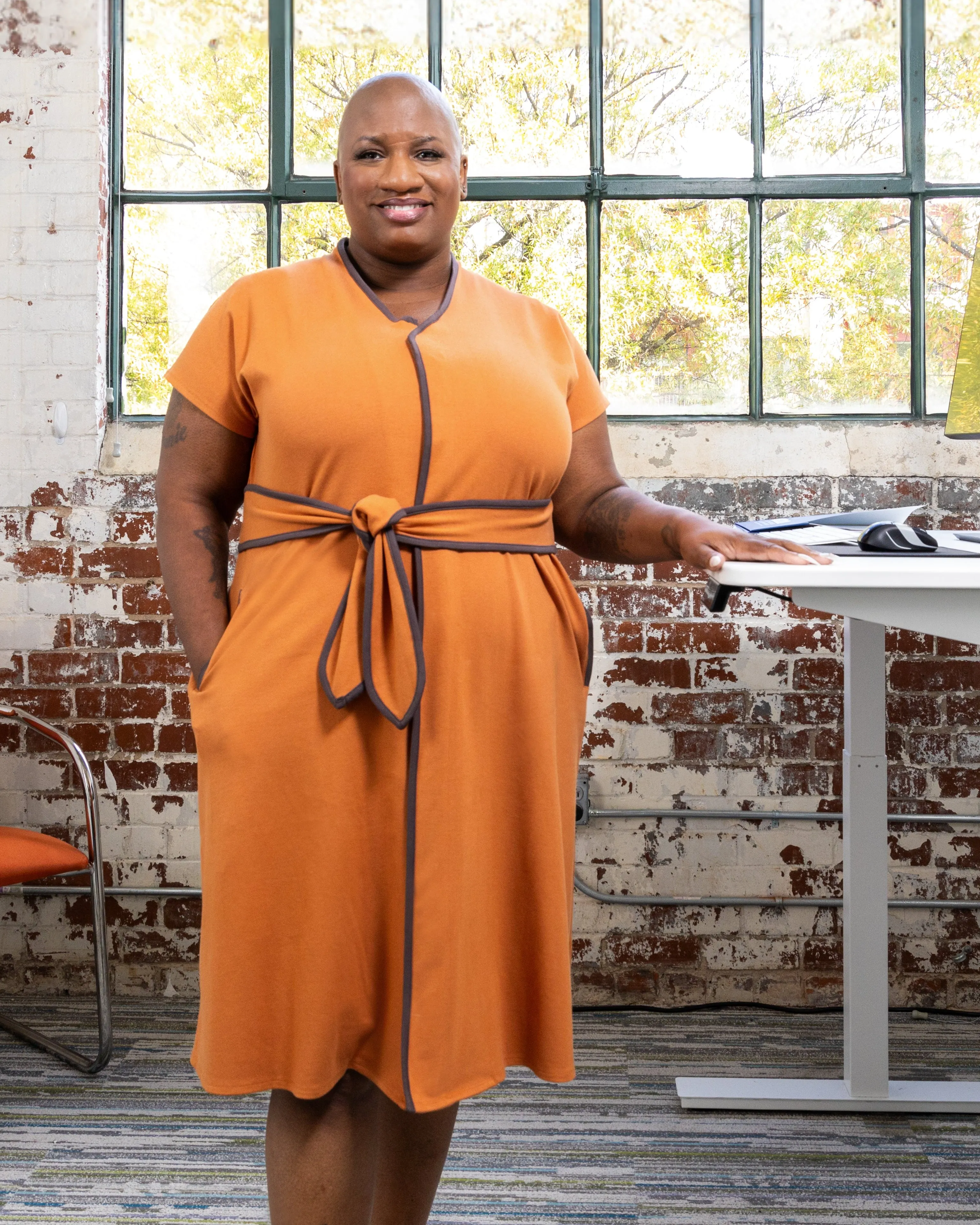 Kristin Midi Sash Dress in Cinnamon