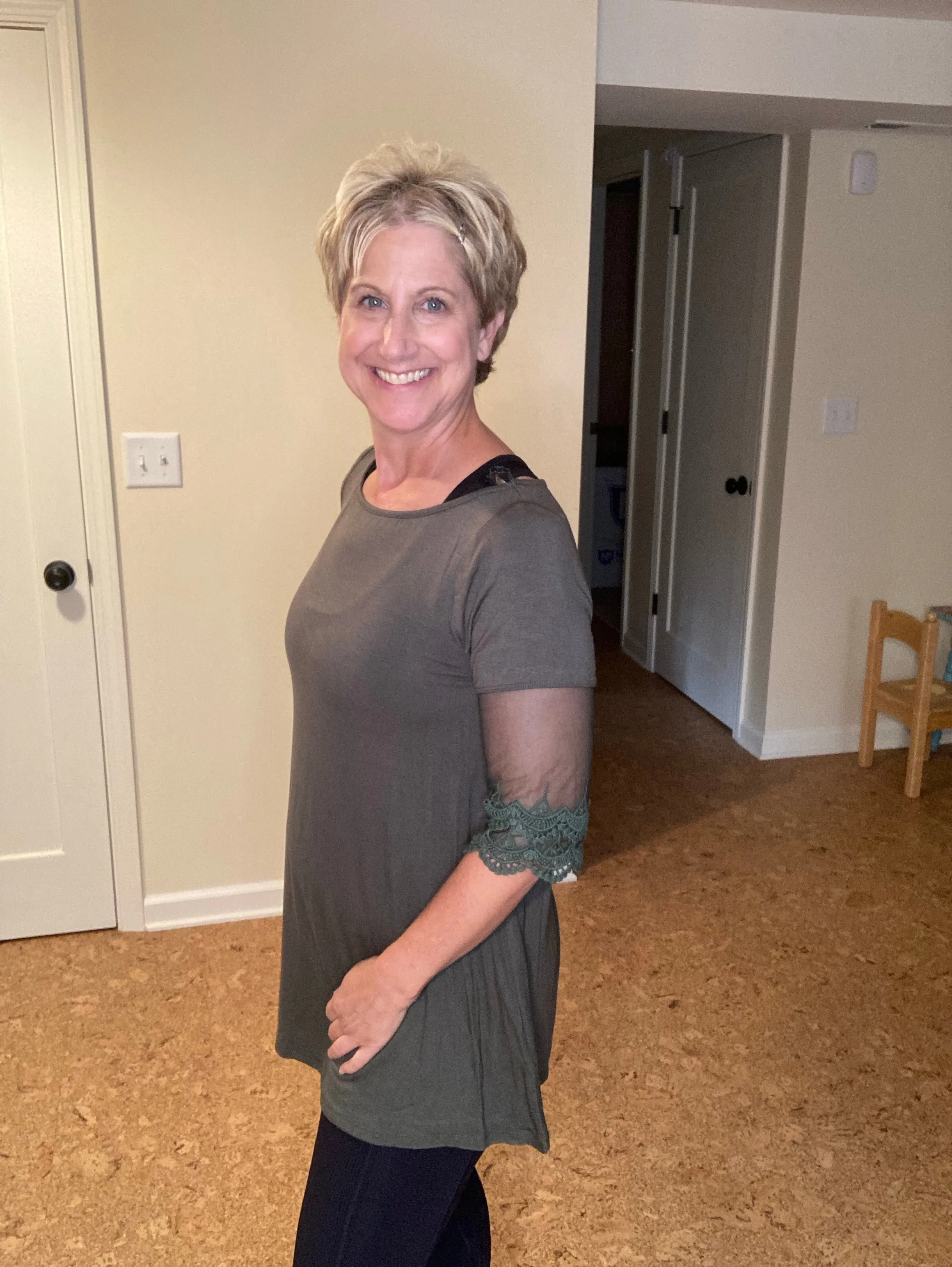 Lace Sleeve Tunic Jersey Top