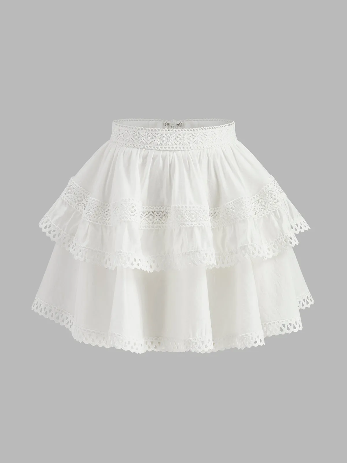 Lace-Trimmed Tiered Skirt