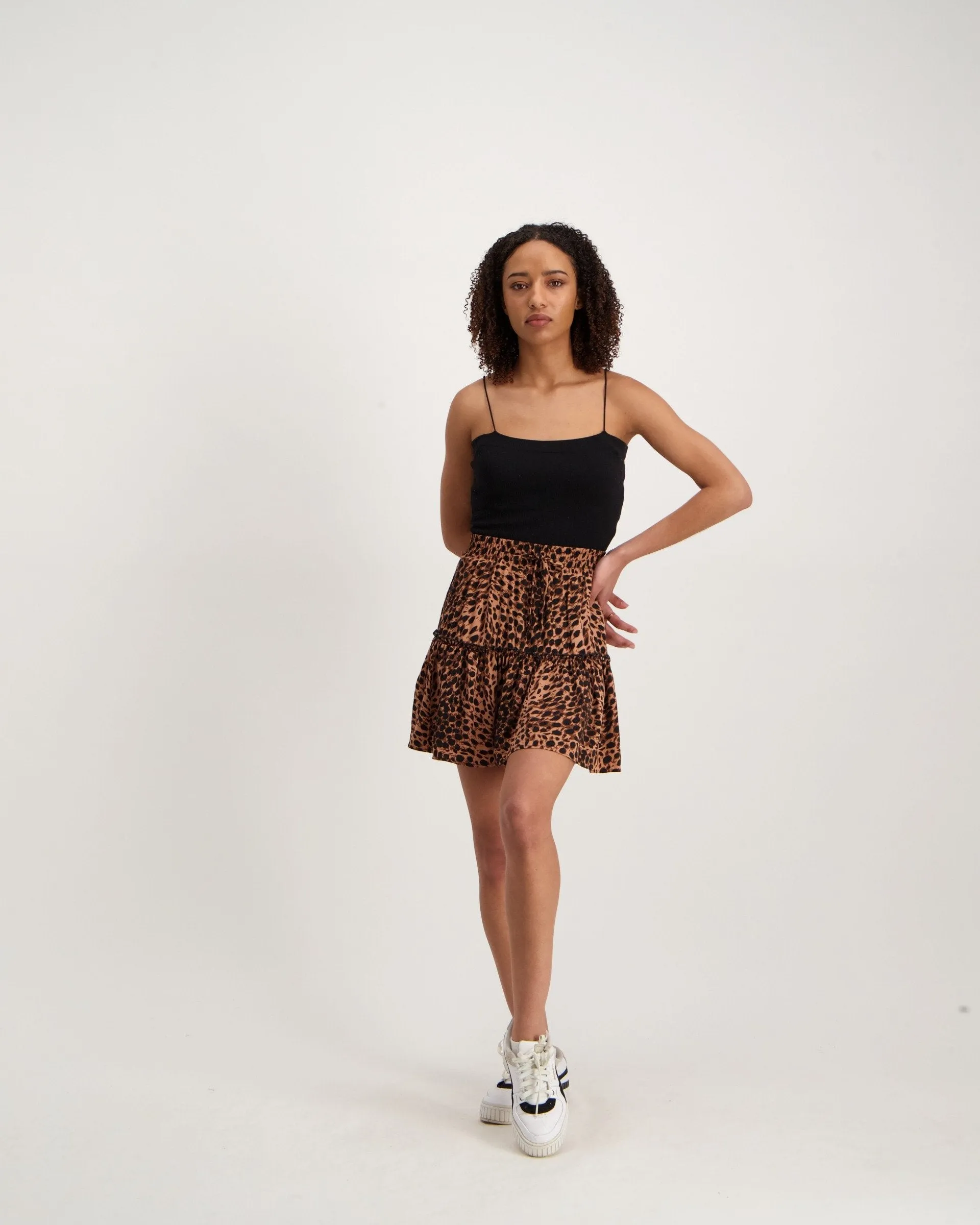 Ladies Animal Printed Tiered Skirt