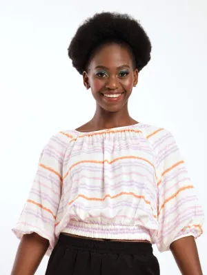 Ladies Elasticated Puff Sleeve Blouse