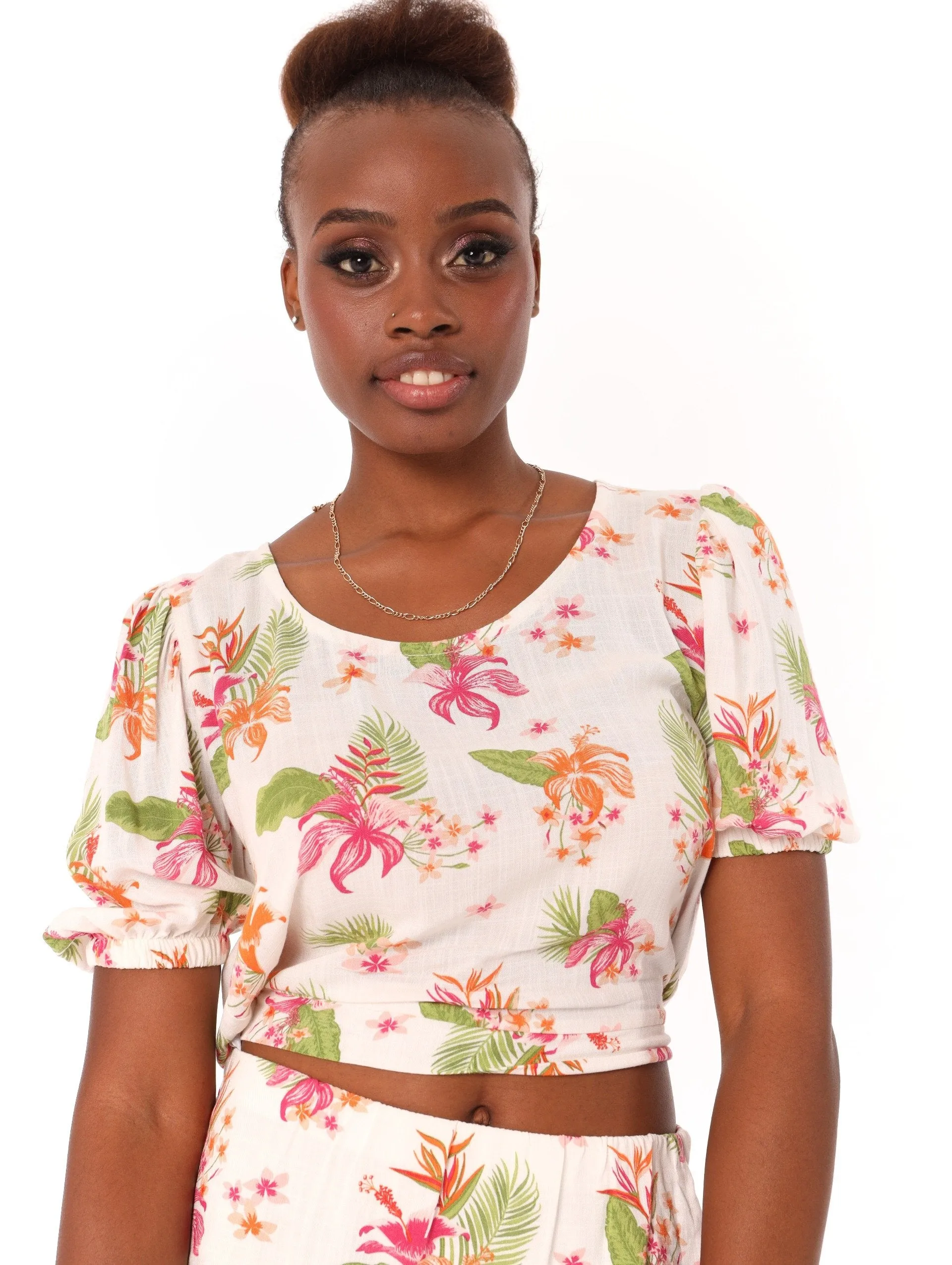 Ladies Open Back Puff Sleeve Blouse