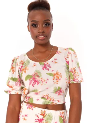 Ladies Open Back Puff Sleeve Blouse