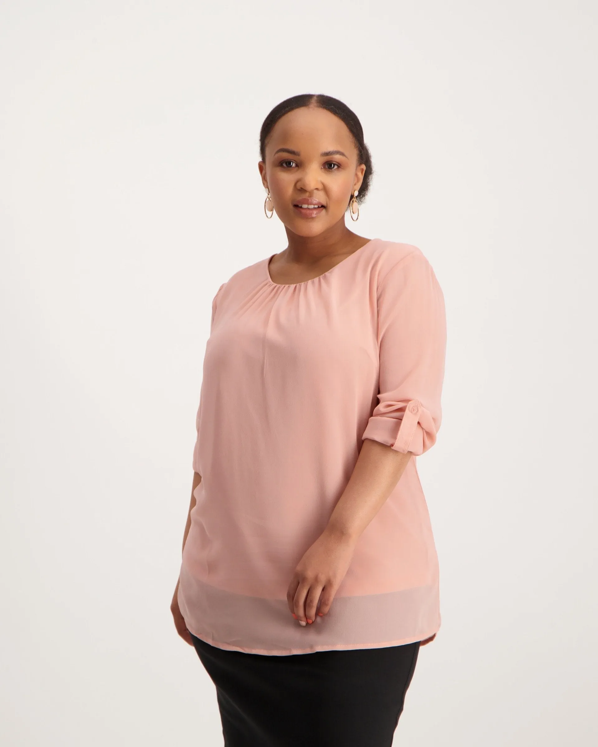Ladies Pleat Neck Co-Ord Cami - Ice Pink