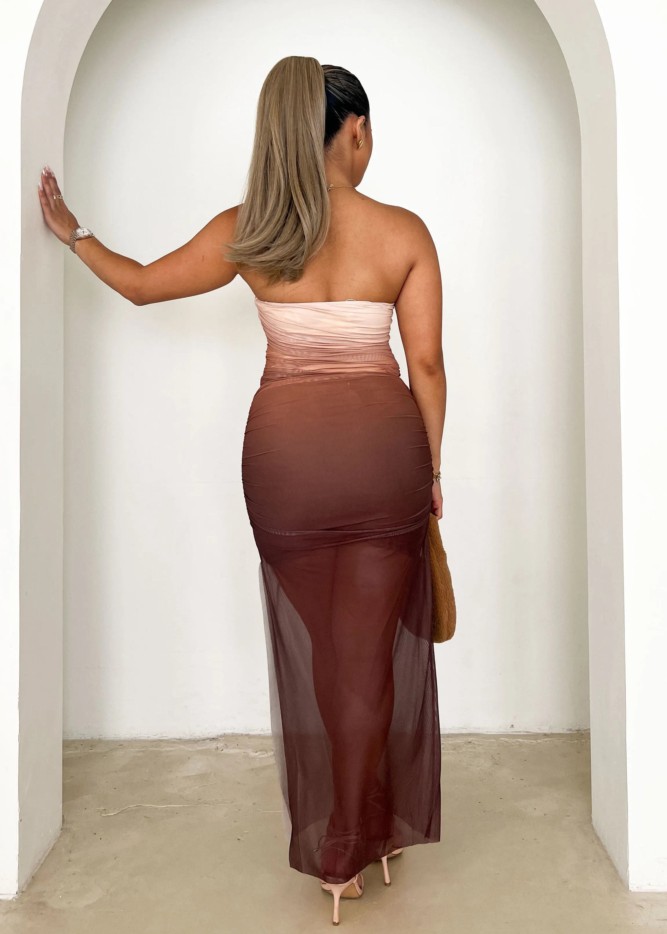 Laiso Mesh Midi Skirt - Brown Tie Dye