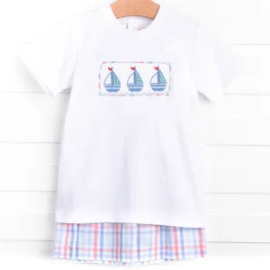 Land Ho! Smocked Short Set, Blue