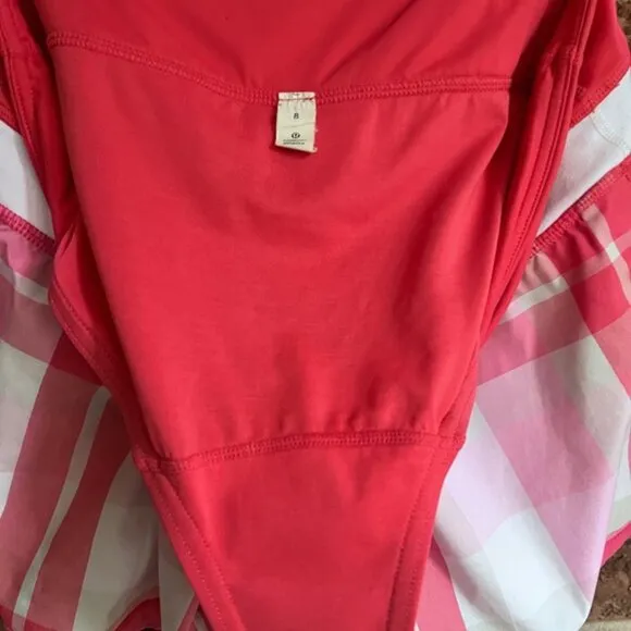 lululemon speed up shorts - hot pink and white plaid  Size 8