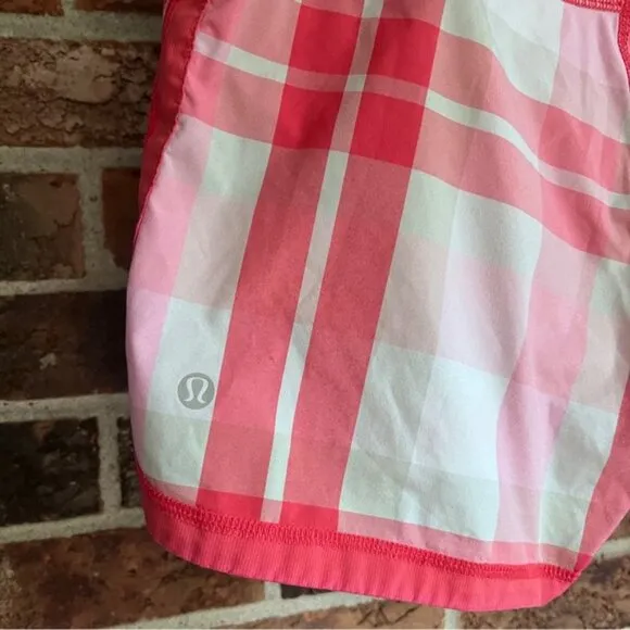 lululemon speed up shorts - hot pink and white plaid  Size 8
