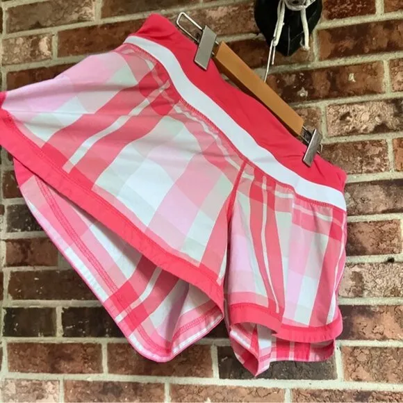 lululemon speed up shorts - hot pink and white plaid  Size 8