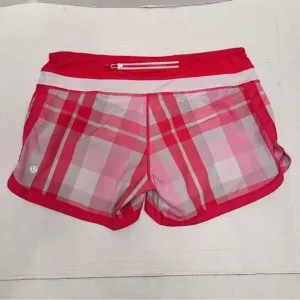 lululemon speed up shorts - hot pink and white plaid  Size 8
