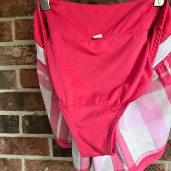 lululemon speed up shorts - hot pink and white plaid  Size 8