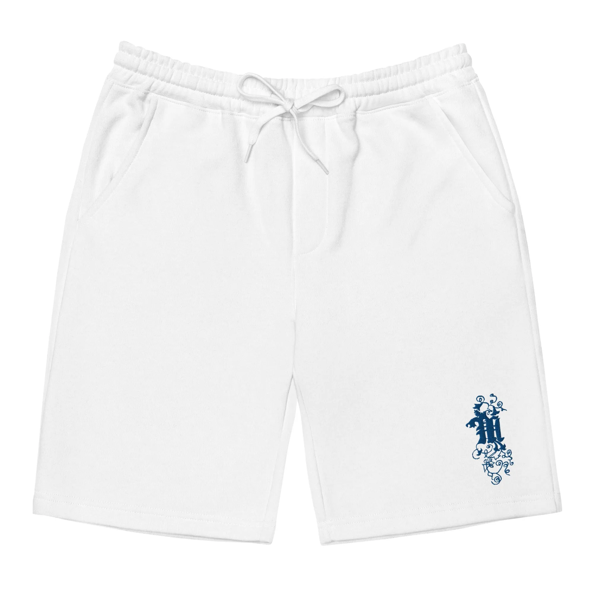 Maadish | Men's White Sweat Shorts w/blue logo