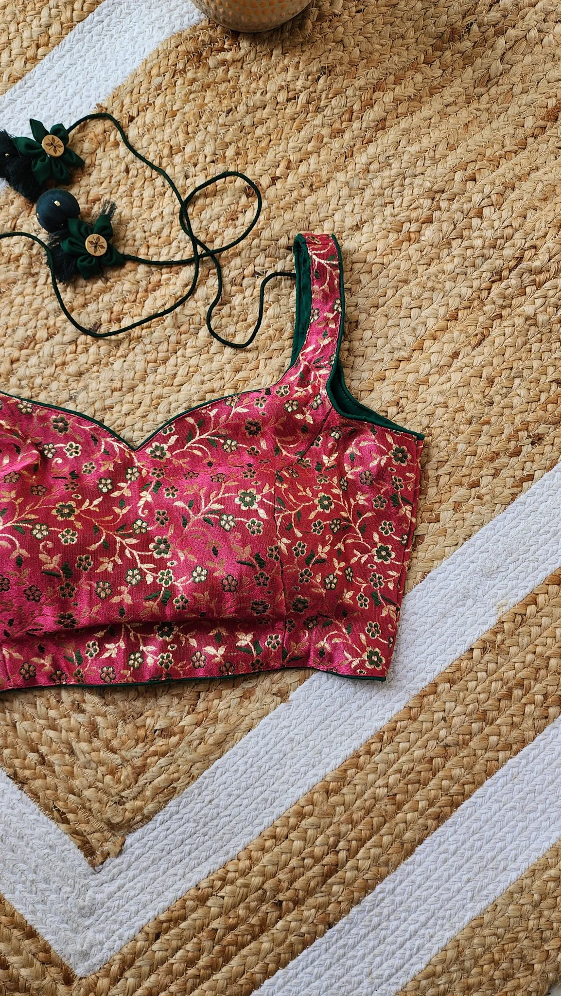 Magenta Brocade Sleeveless Blouse