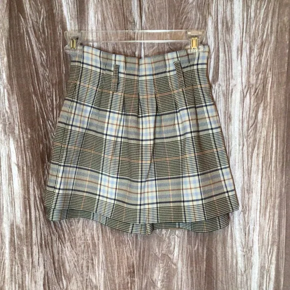 Maje Prince of Wales Skort Shorts Skirt Plaid 36 S XS Academia Summer Revolve