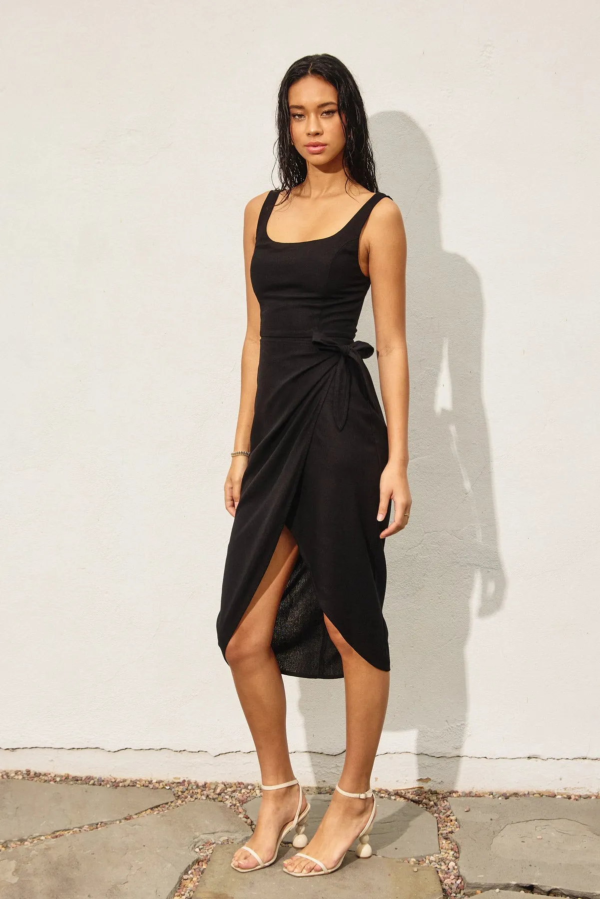 Malea Tulip Hem Midi Wrap Dress
