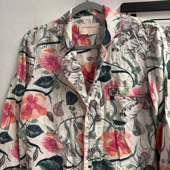 Malin Gyllensvaan Magnolia Flannel Floral Print Pajama Set Size XS