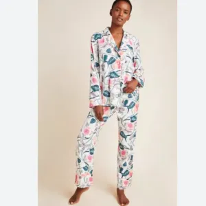 Malin Gyllensvaan Magnolia Flannel Floral Print Pajama Set Size XS