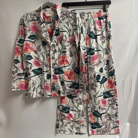 Malin Gyllensvaan Magnolia Flannel Floral Print Pajama Set Size XS