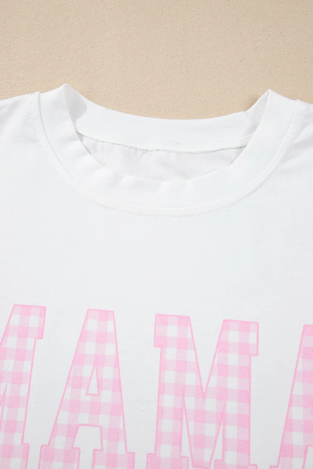 MAMA Printed Tee and Plaid Shorts Set