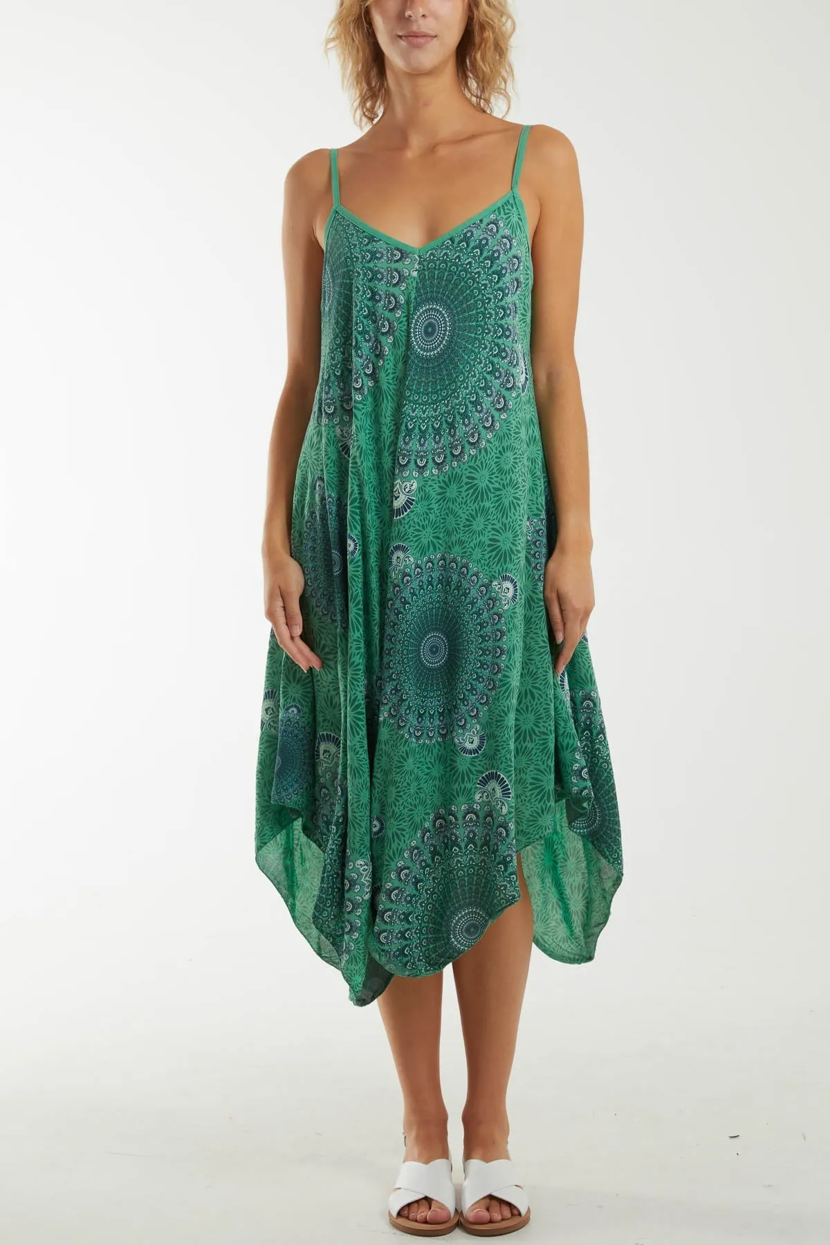 Mandala Flower Hanky Hem Cami Dress