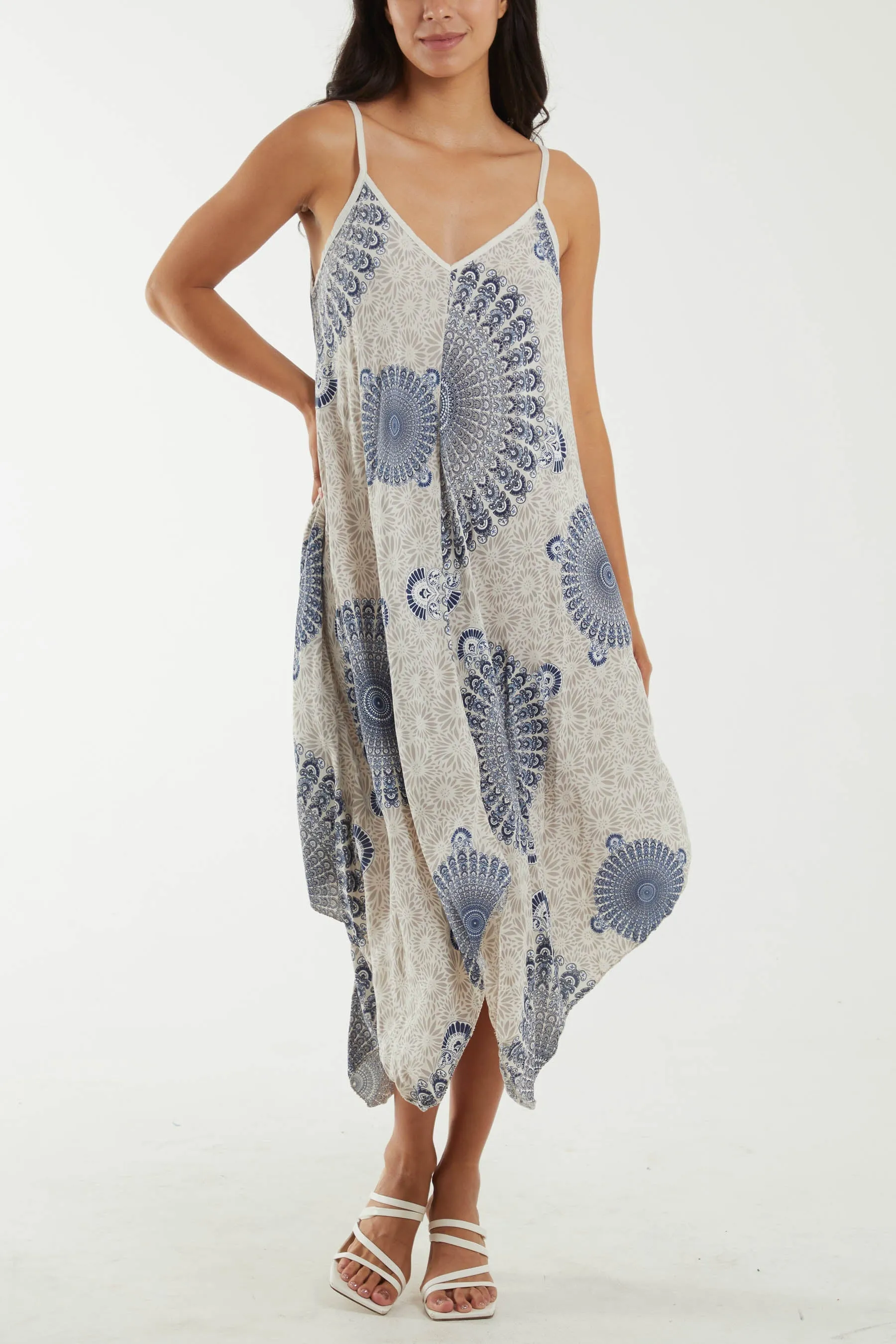 Mandala Flower Hanky Hem Cami Dress