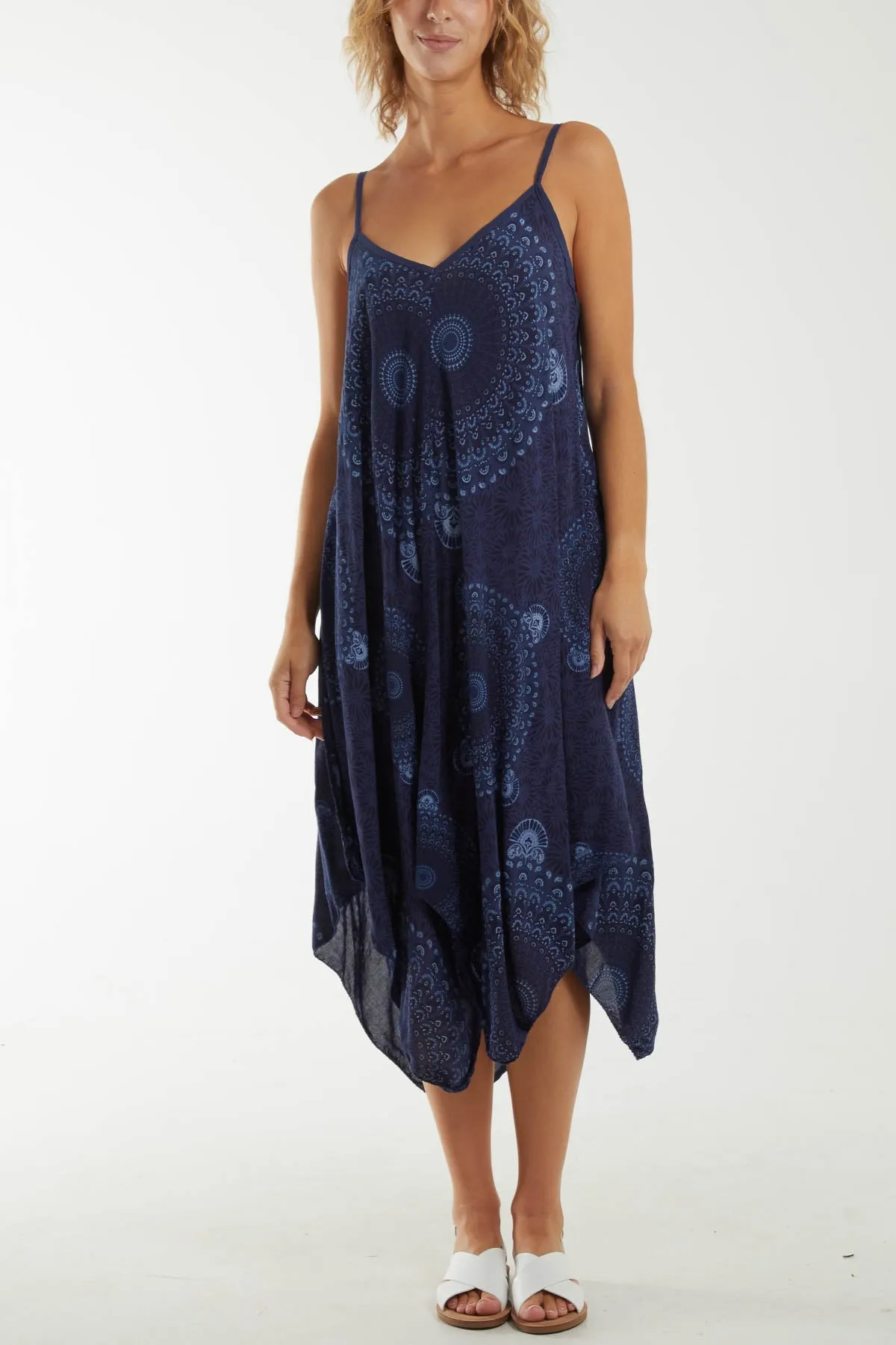 Mandala Flower Hanky Hem Cami Dress