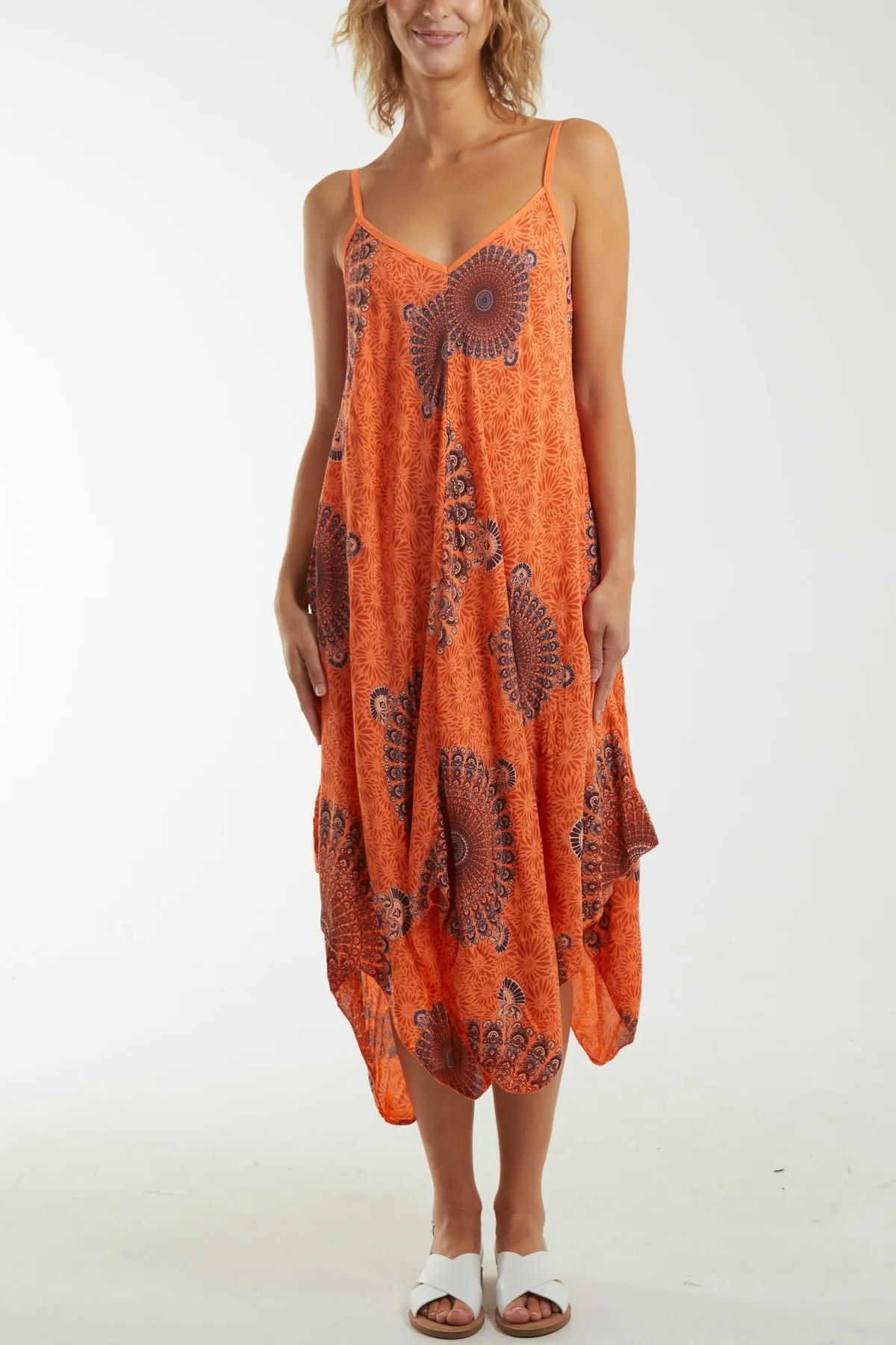 Mandala Flower Hanky Hem Cami Dress