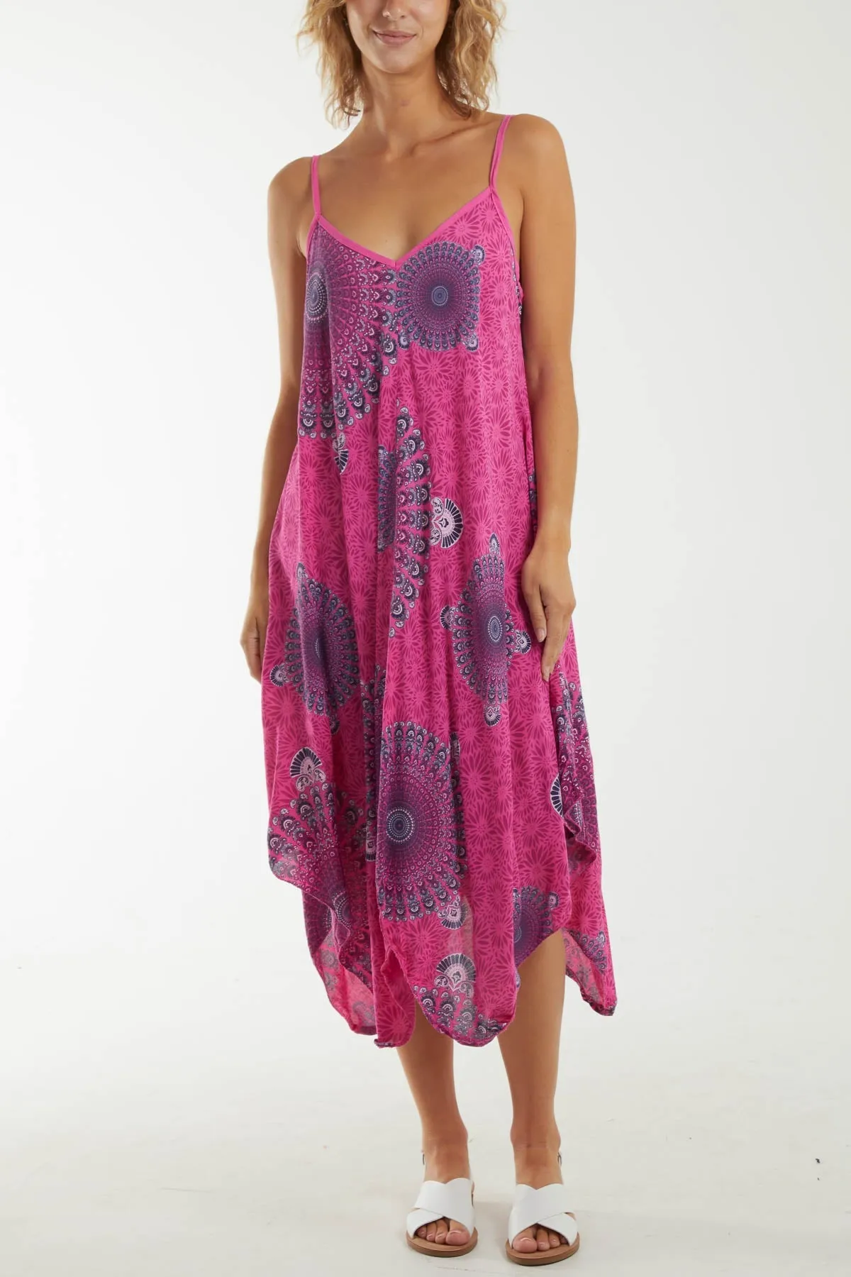 Mandala Flower Hanky Hem Cami Dress