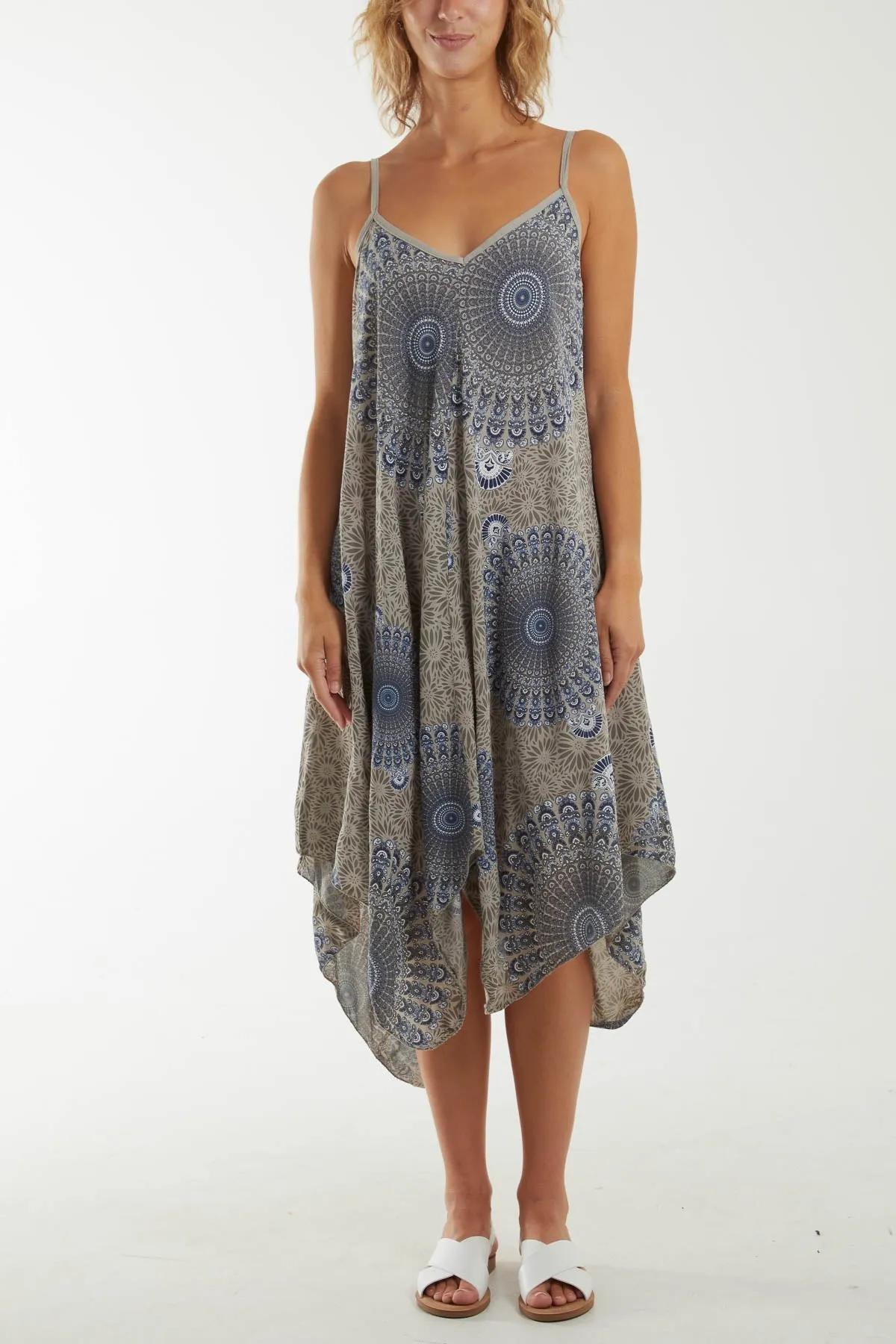 Mandala Flower Hanky Hem Cami Dress